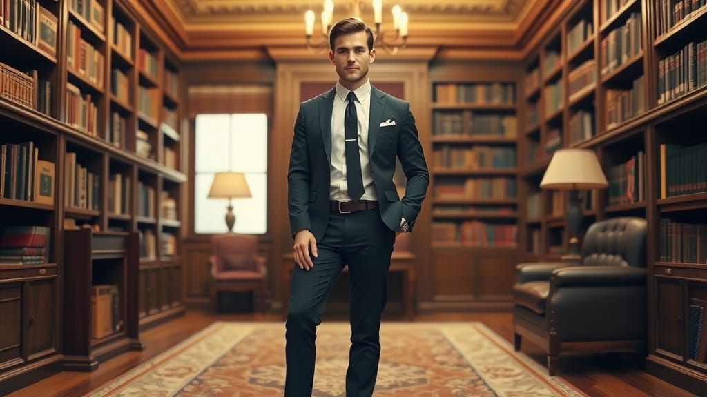 Elegant Gentleman in Vintage Study