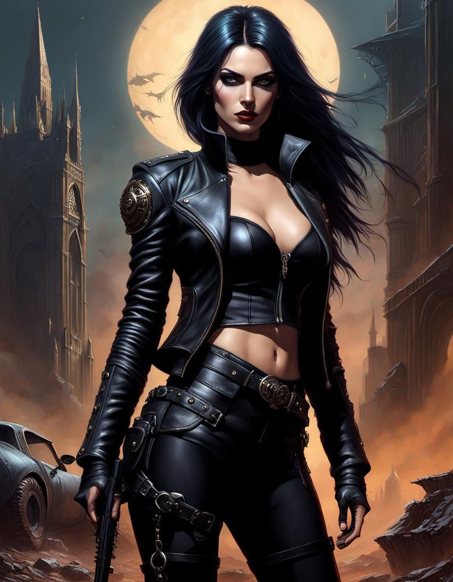 Post-Apocalyptic Cyberpunk Gothic Woman Portrait