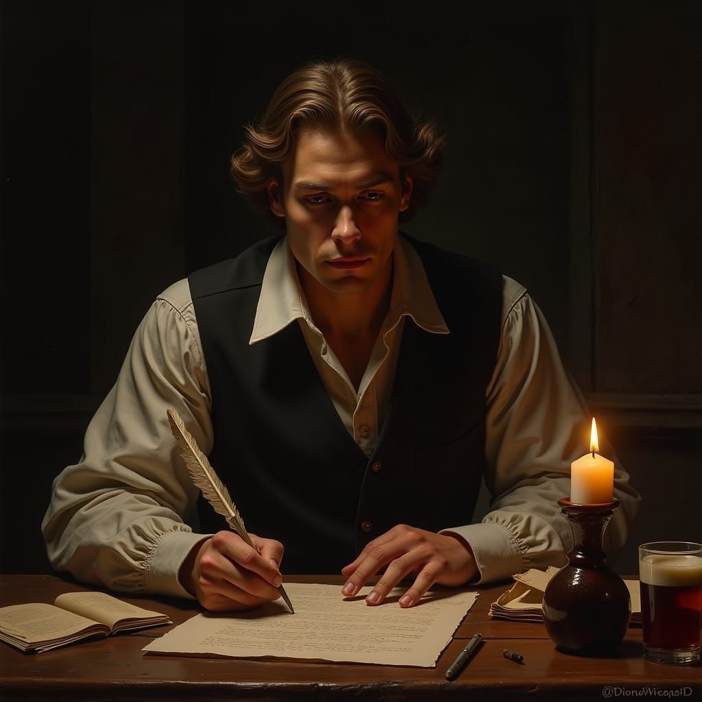 Shakespeare's Writer's Block: A Caravaggio-Style Portrait