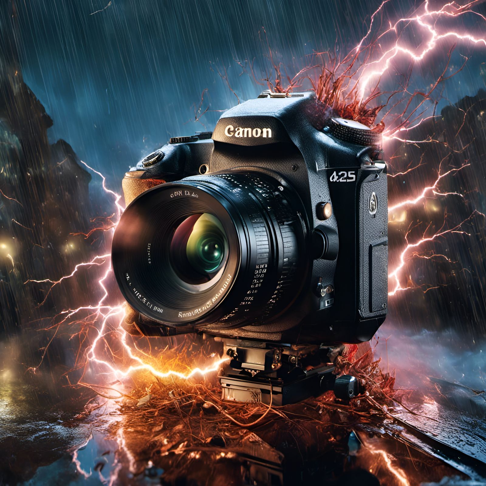 Camera Bomb in Dramatic Lighting, Digital Art