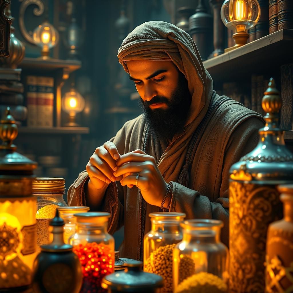 Mystical Apothecary Scene in Matte Painting Style