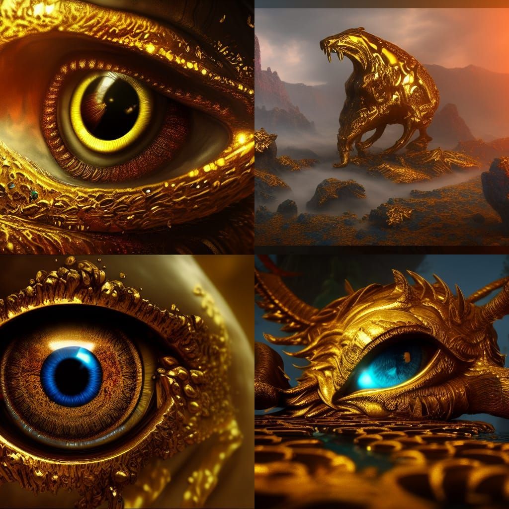 Animal eye dripping gold 8k resolution
