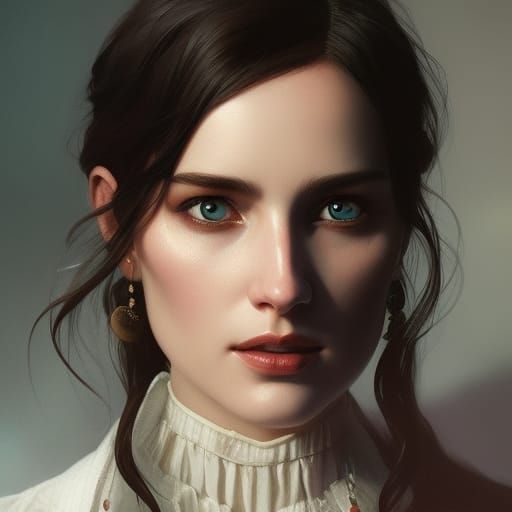 Ethereal Ghost Portrait in Art Nouveau Style