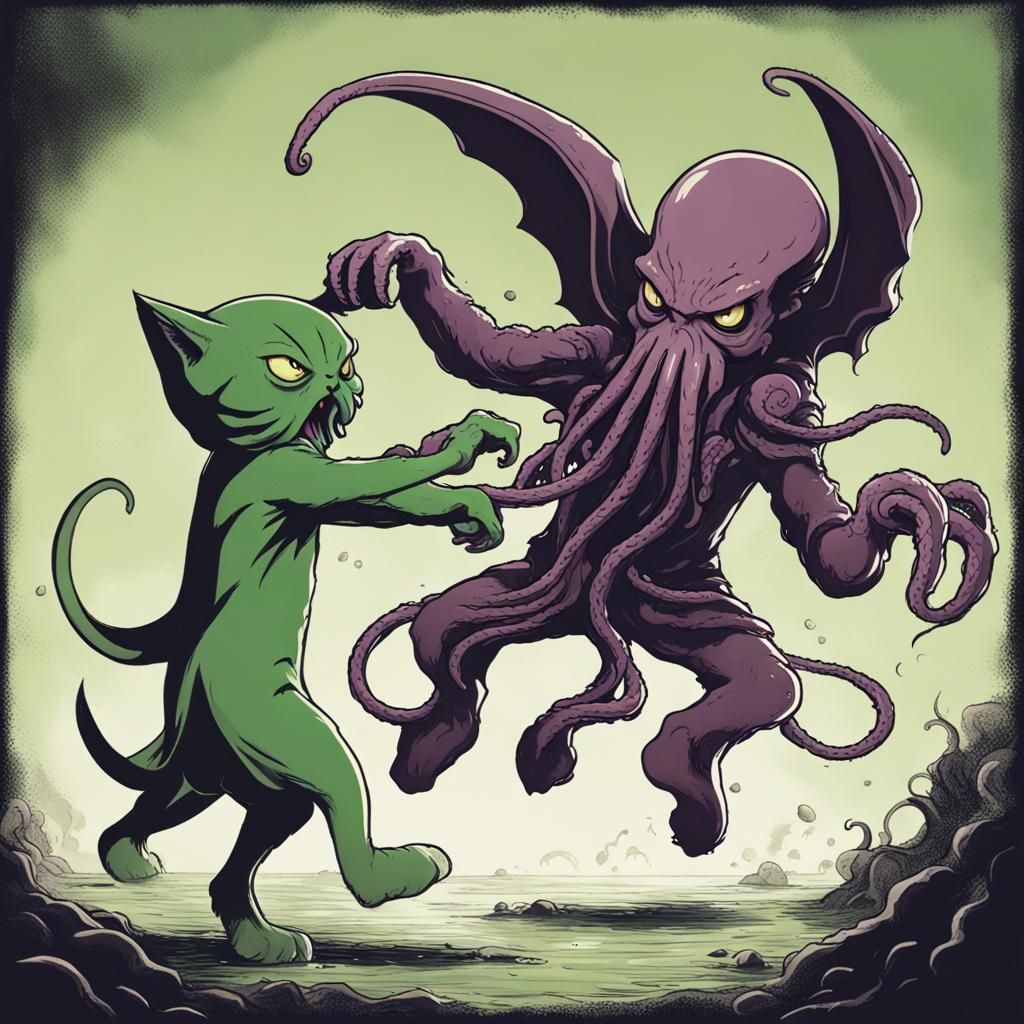 Cthulhu's Unexpected Foe: Kitten Confrontation