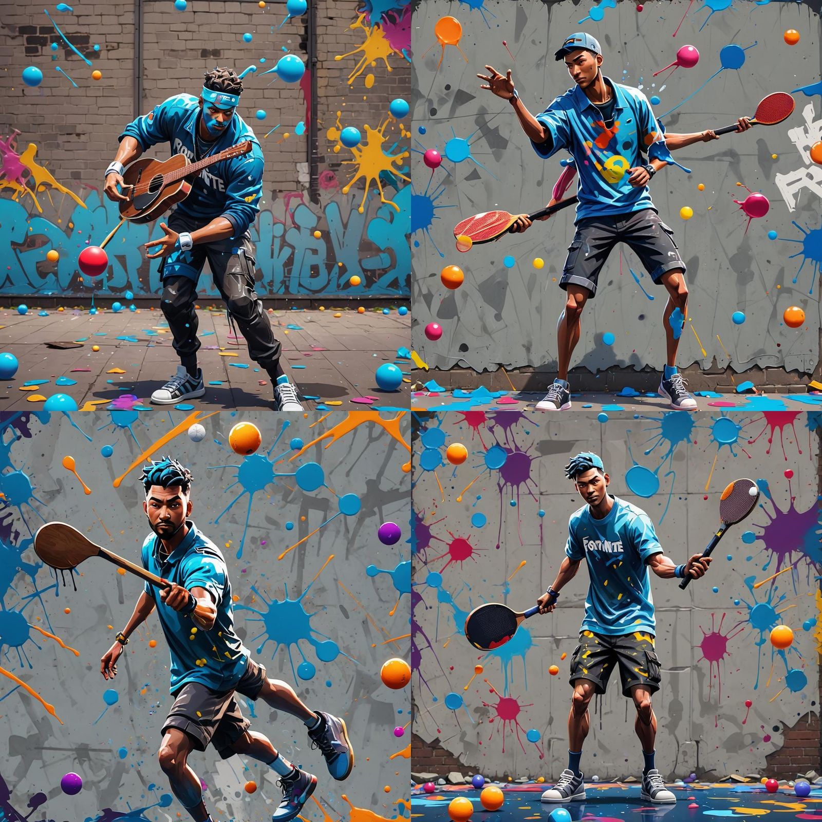 Fortnite Character Ping Pong Player in Graffiti Style