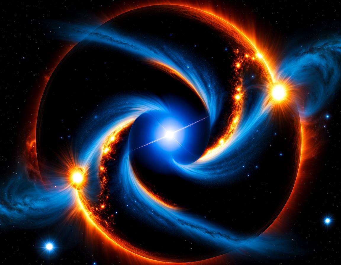Blue Supergiant Star in Swirling Galactic Scene