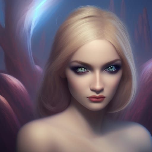 Blonde Woman in Detailed Fantasy Art Painting