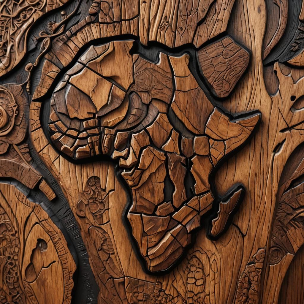 Africa Carved in South African Stinkwood: Wood Art