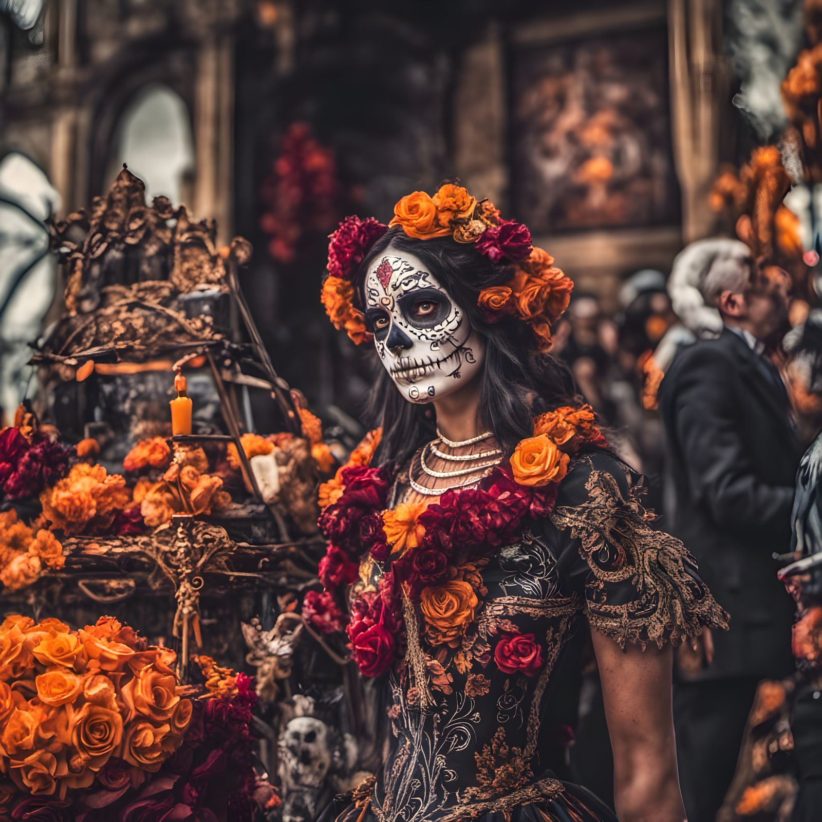 Hyperrealistic Día de los Muertos Celebration
