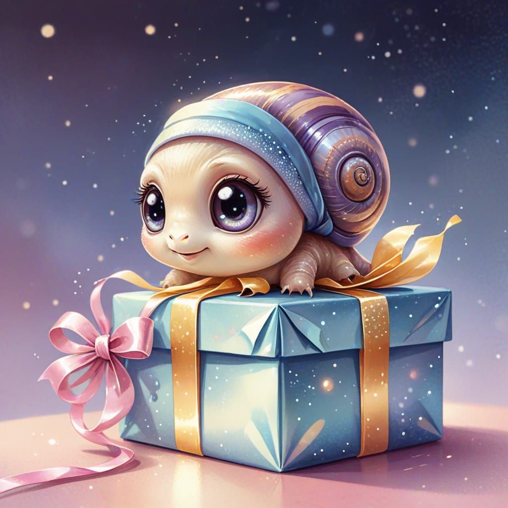 Adorable Chibi Snail Wonders at Gift: Watercolor
