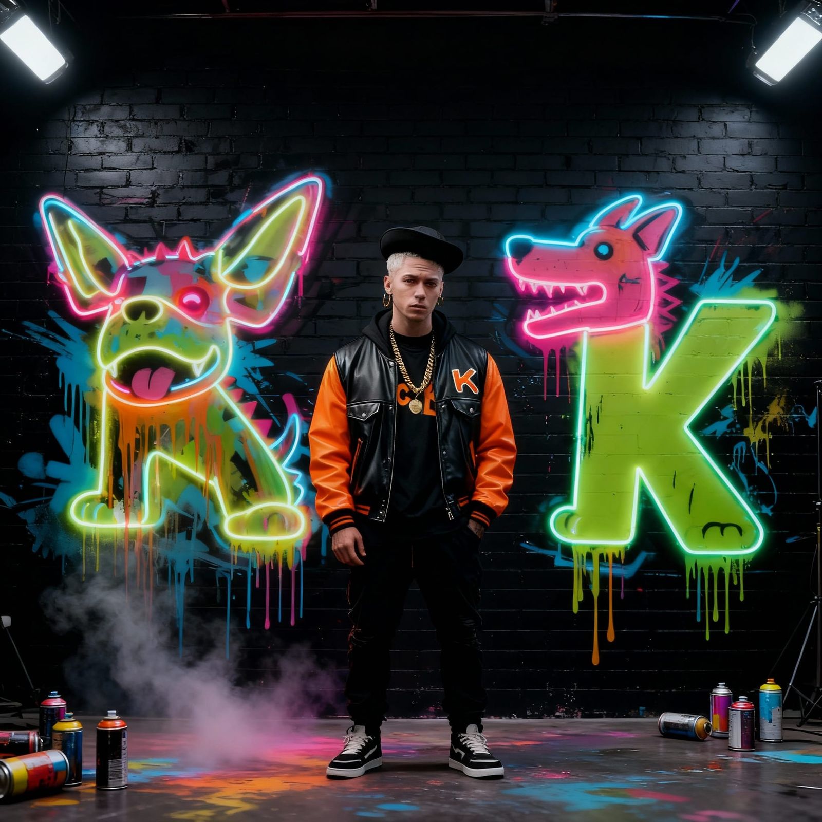 Rapper K Poses Before Vibrant Graffiti Wall