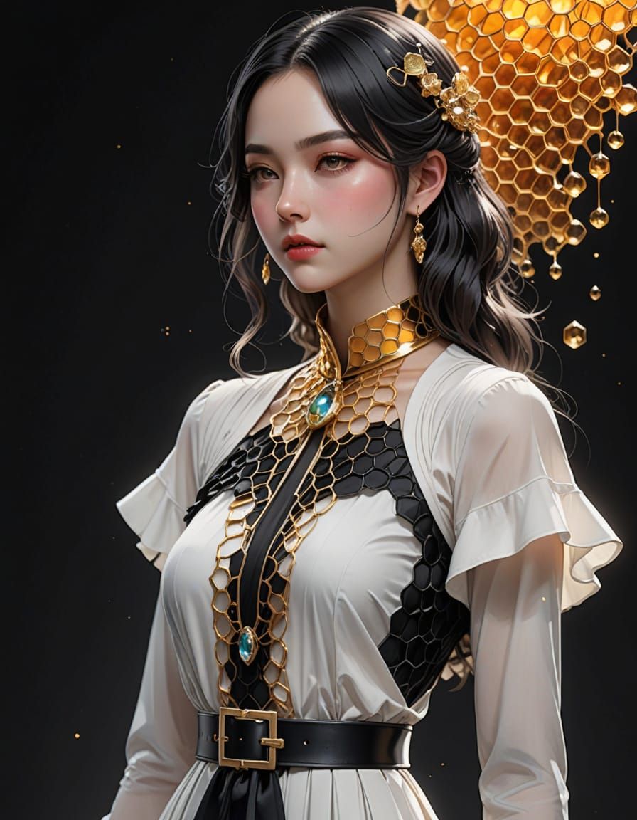 Flowing Watercolour 1930s Ladies Suit with Golden Honeycomb ...