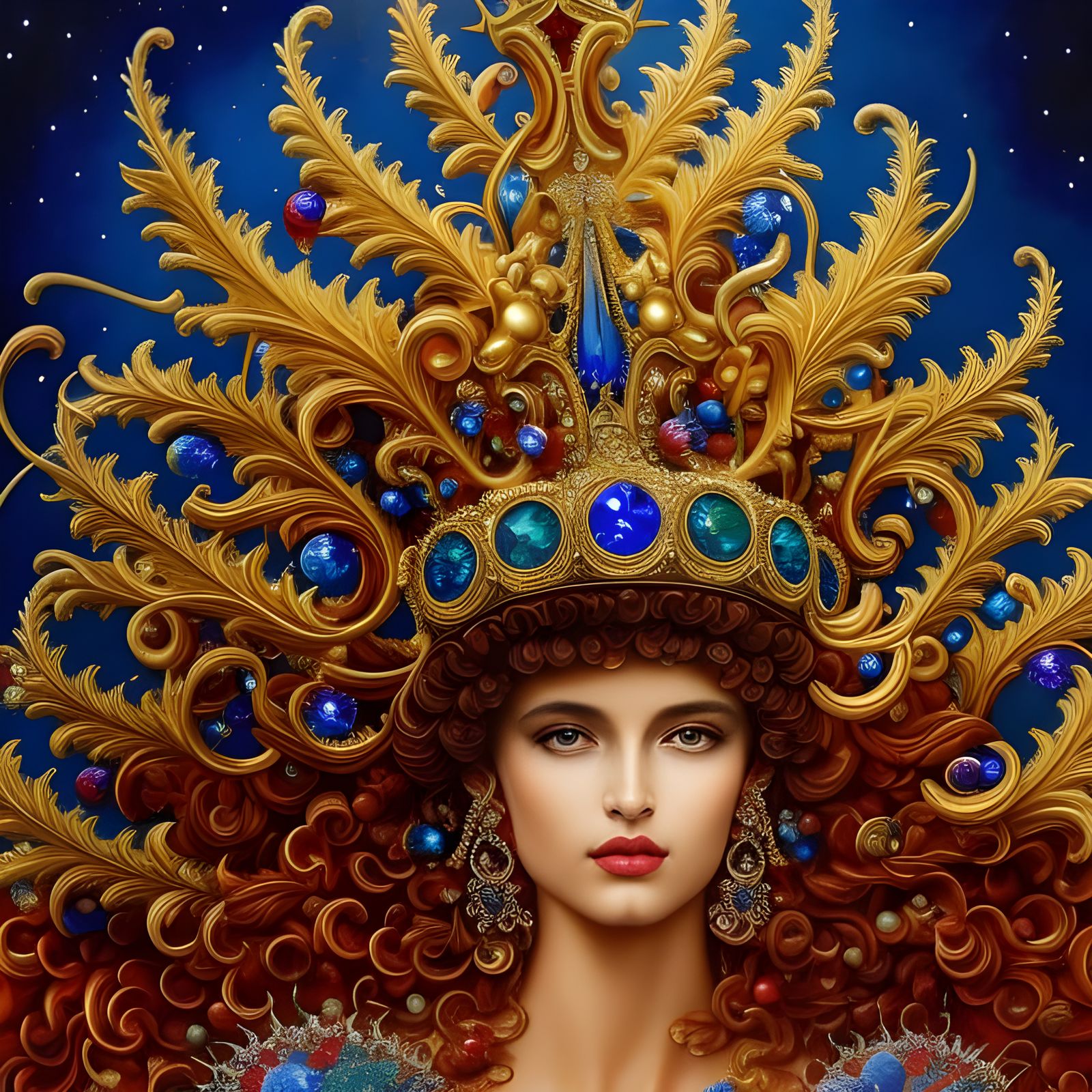 Fantasy Crown with Crystal and Gold Details