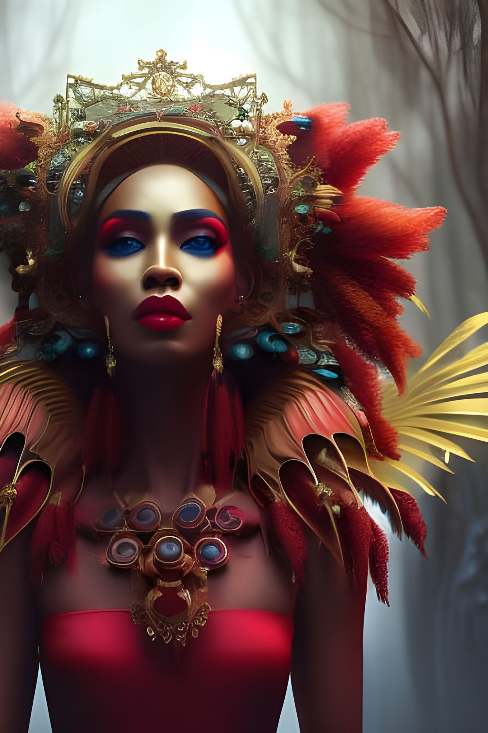 Futuristic Fractal Vampire Queen in Sci-Fi Gothic Style