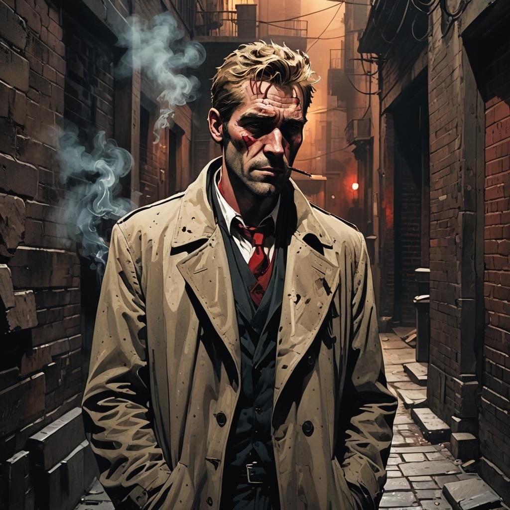 John Constantine in Dark Fantasy Illustration