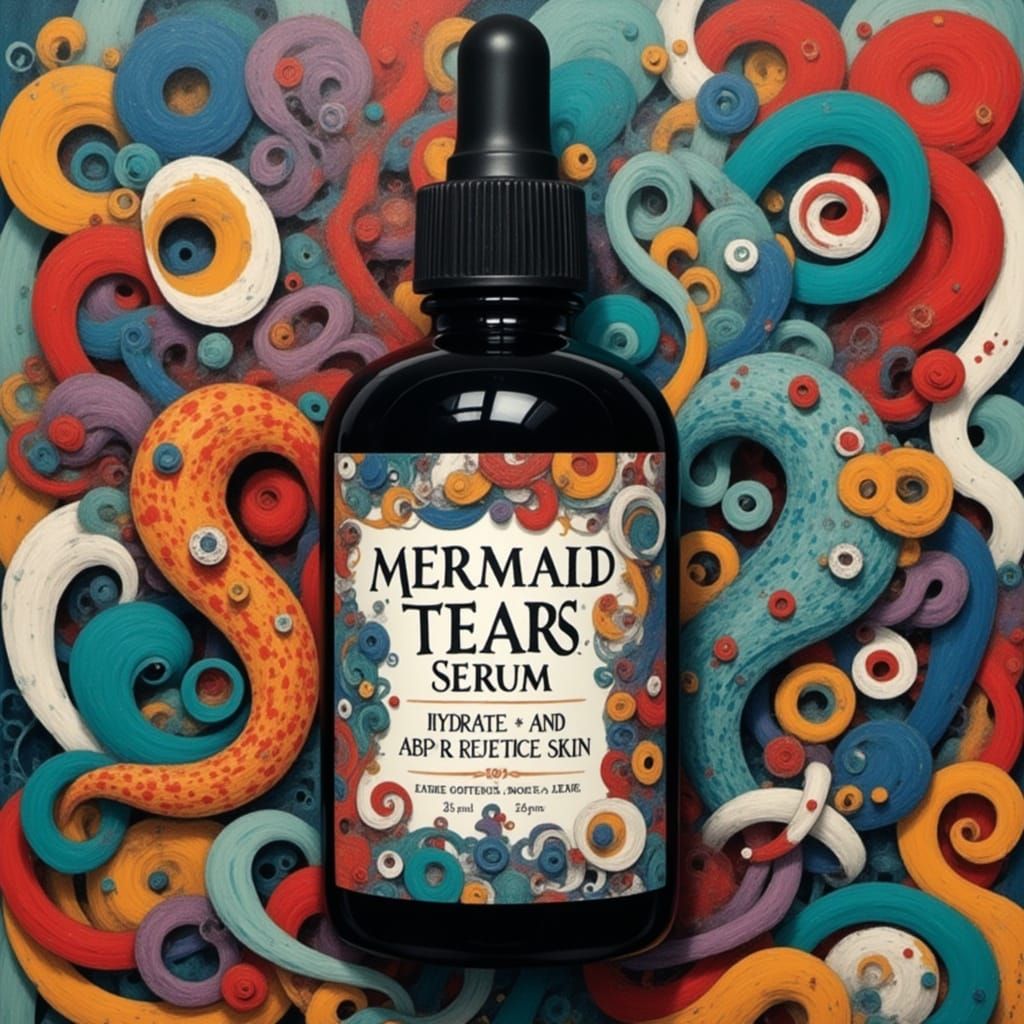 Surreal Product Bottle in Vibrant Colors and Abstract Shapes...