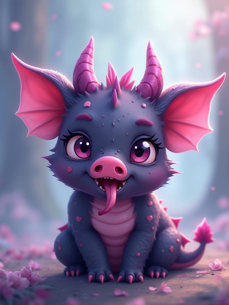 Adorable Pig Dragon Hybrid in Anime Fantasy Style