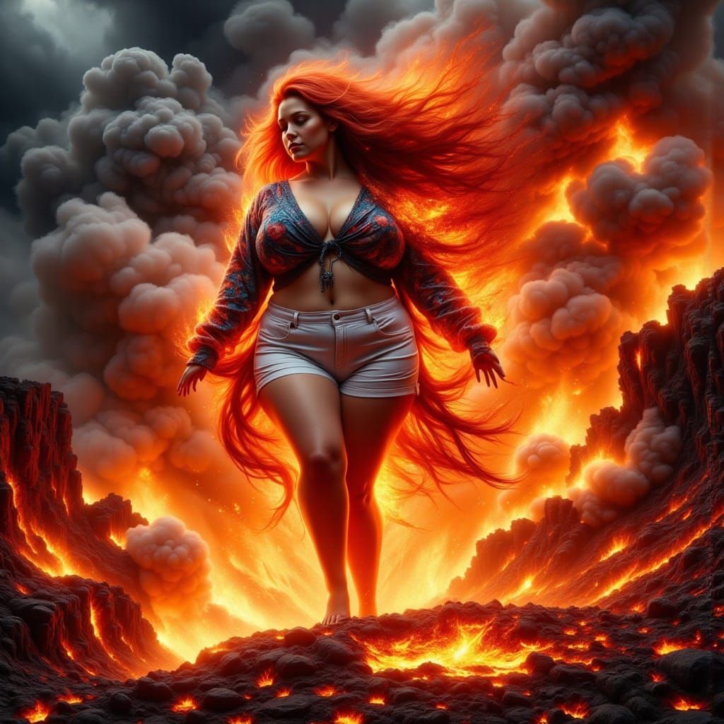 Fiery Goddess of Volcanic Splendor