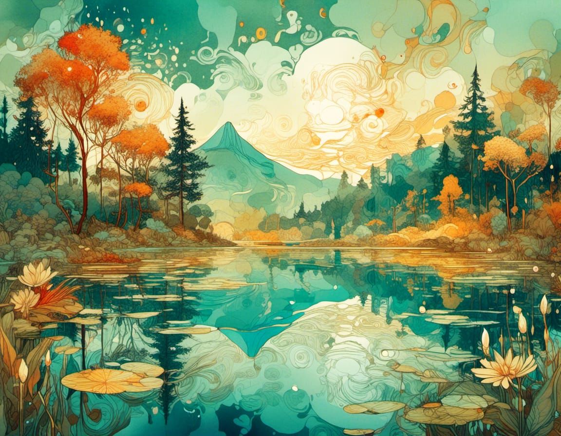 Shimmering Summer Lake: Watercolor Painting