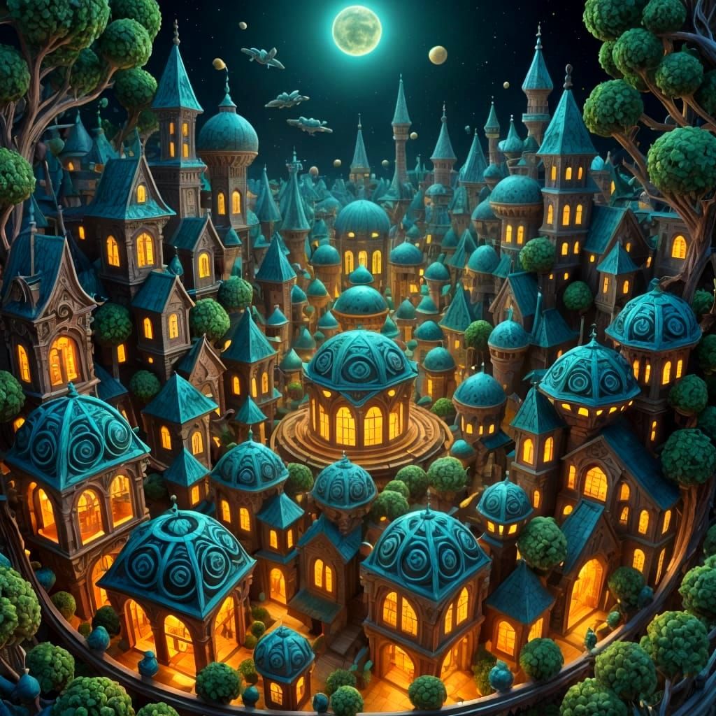 Fractal Art: Alien Cityscape with Neon Lights