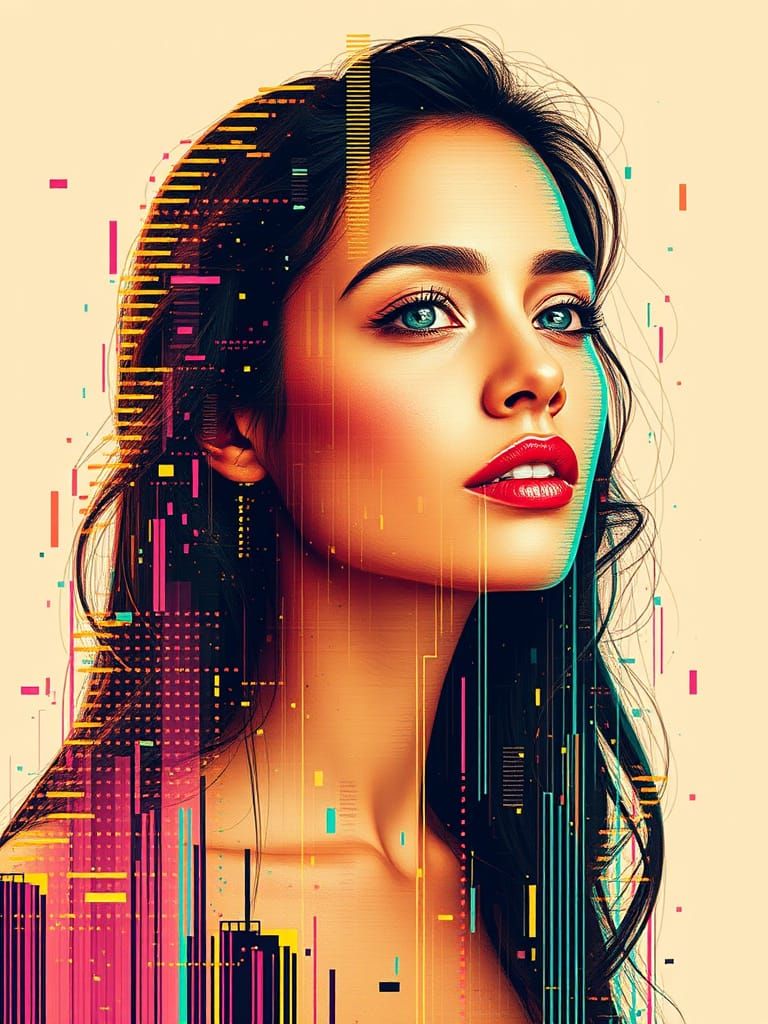 Glitch art portrait