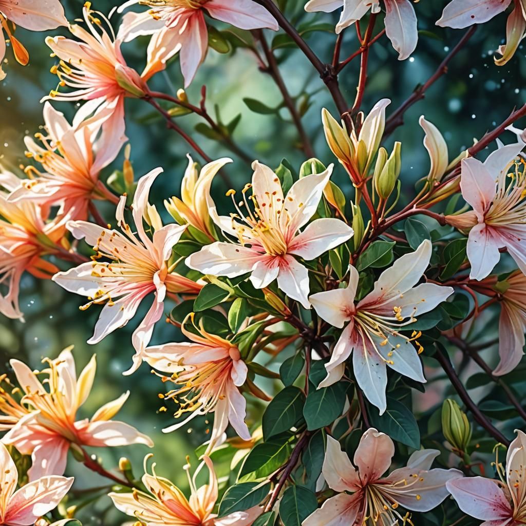 Honeysuckle Blossom in Bloom: Watercolor Summerscape