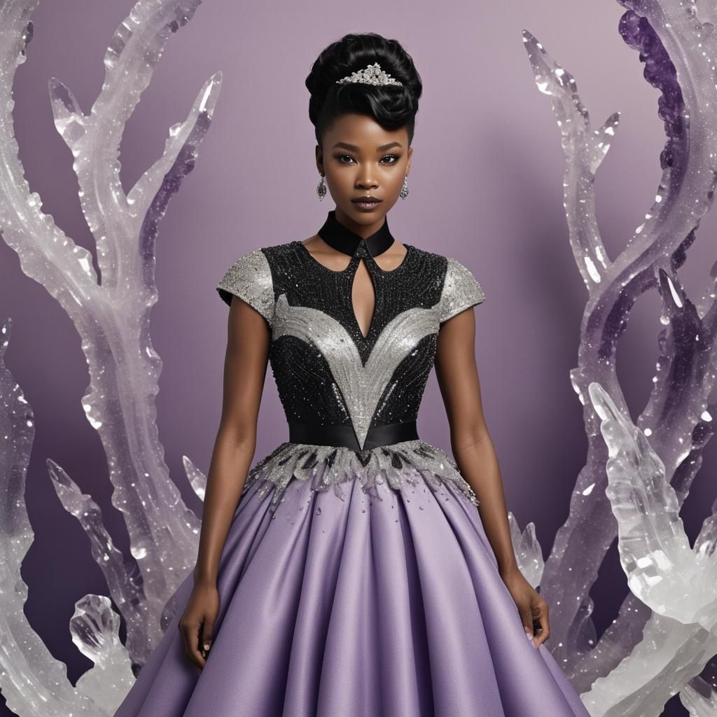 Crystalline Dress in Grand Ballroom: Hyperrealistic Renderin...