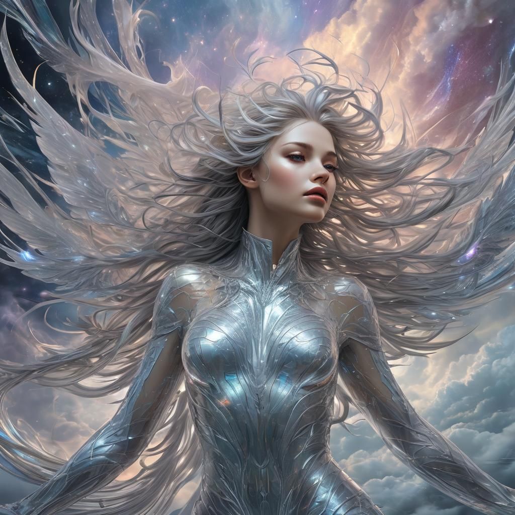 Air Soul in Glass Body: Holographic Astral Illustration