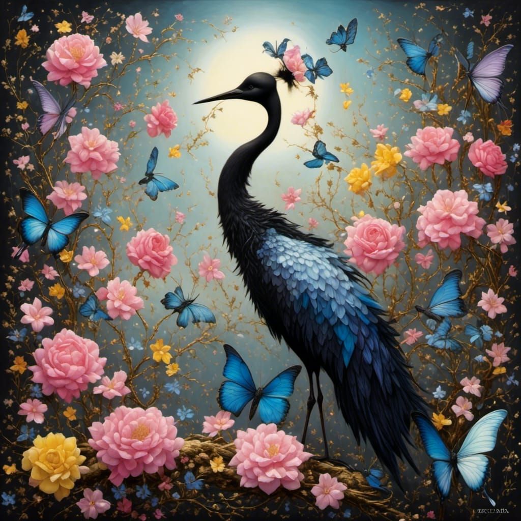 Black Crane in Kevin Sloan Style