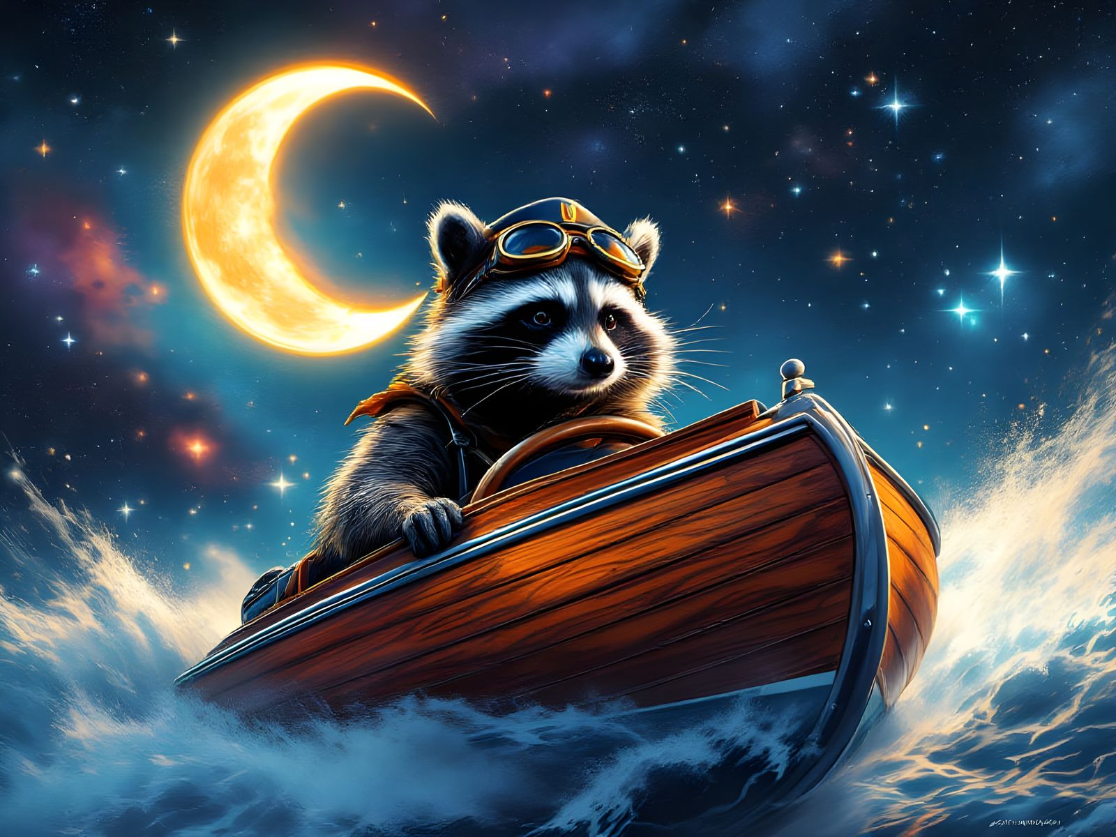 Raccoon Pilot in Cosmic Speedboat Race