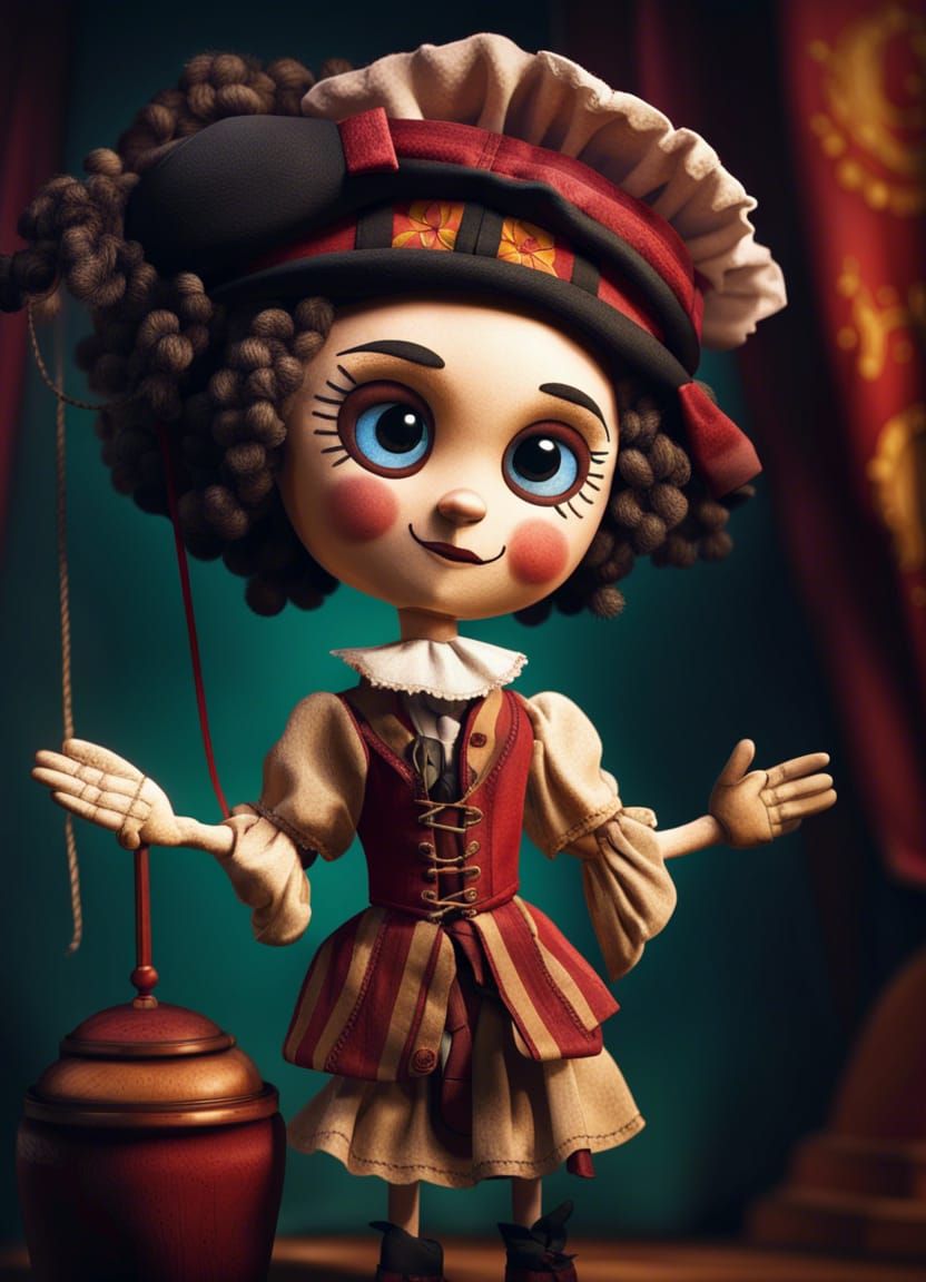 Cartoon Rag Doll Puppet in a Mini Theater Show