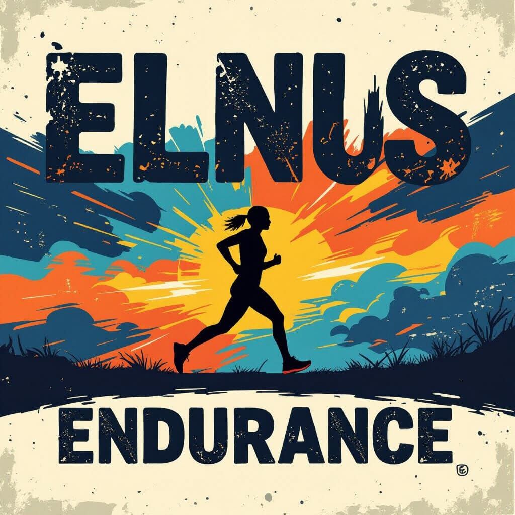 Marathon Runner Silhouette in Vibrant Abstract Colors