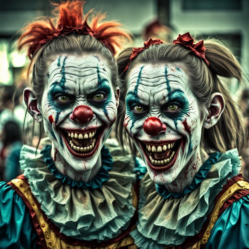 Zombie Monkey Monster Clowns: Hyperrealistic Composition