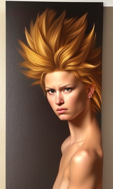 Caucasian Female Super Saiyan in Caravaggio Style