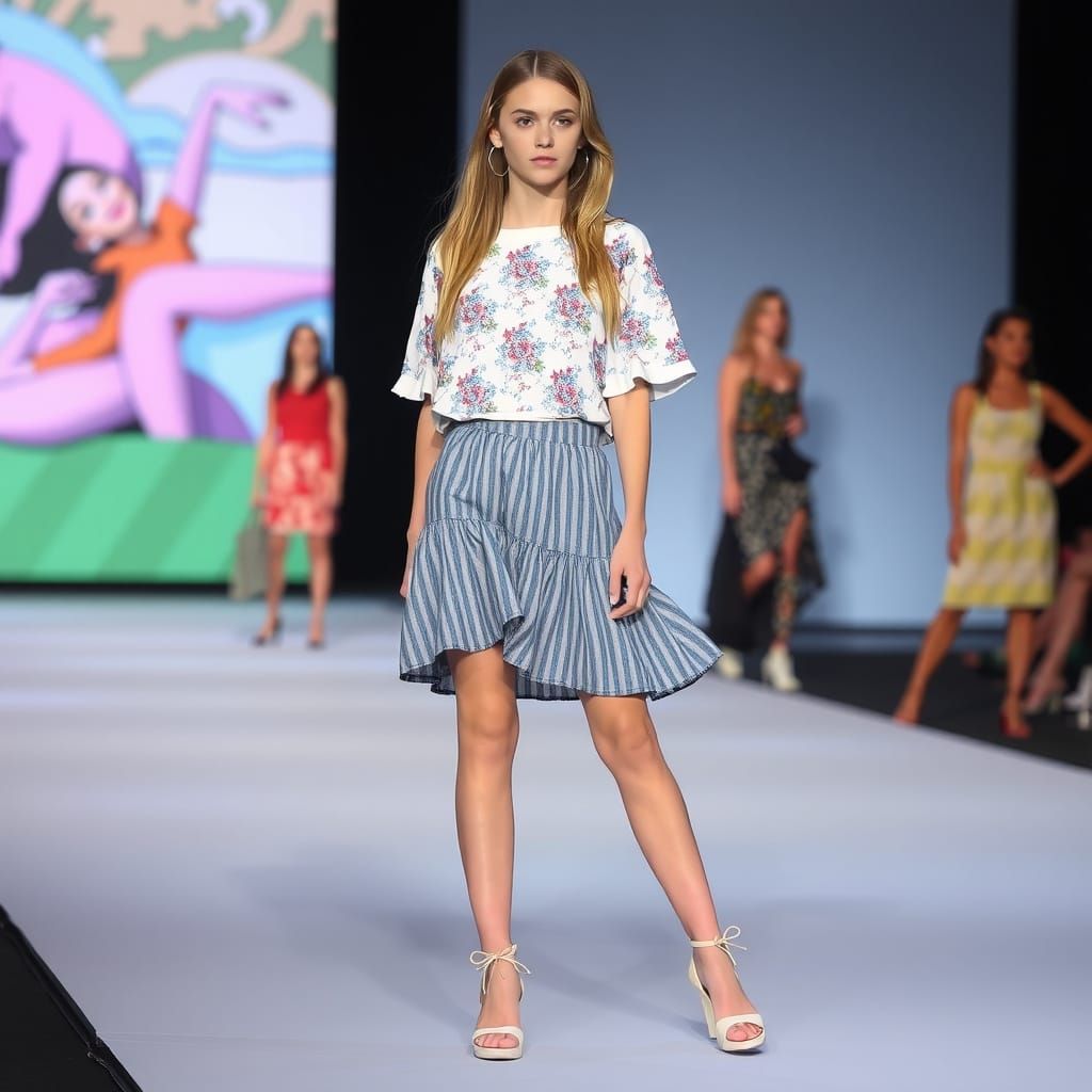 Teen Model Showcases Summer Fashion on Runway