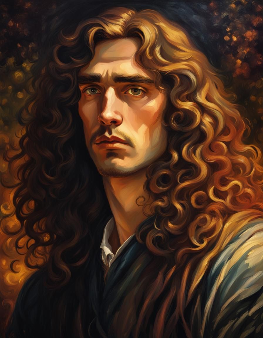 Moody Pre-Raphaelite Portrait of Man with Dark Hair