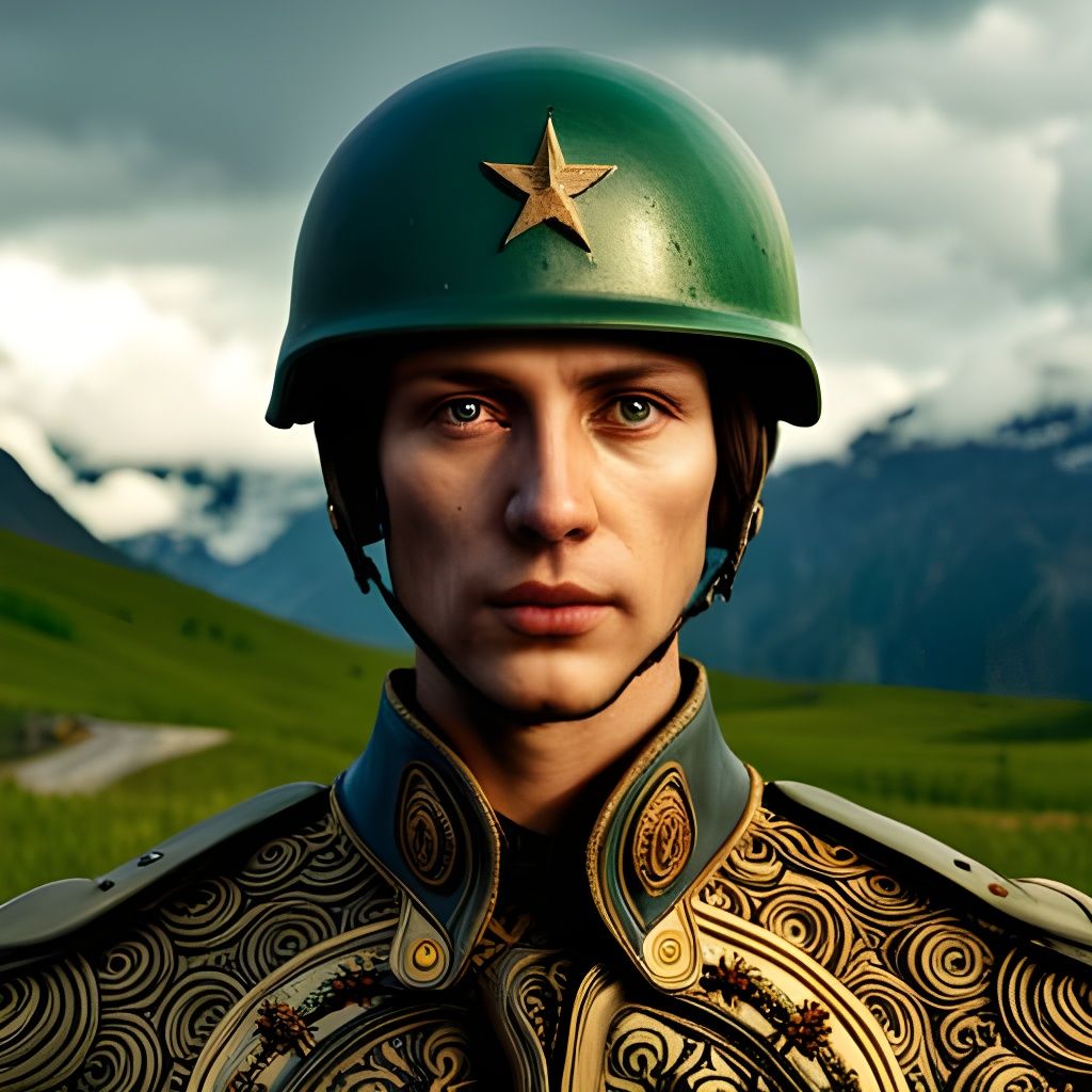 Dangerous Soldier Portrait in Hyperrealistic Style