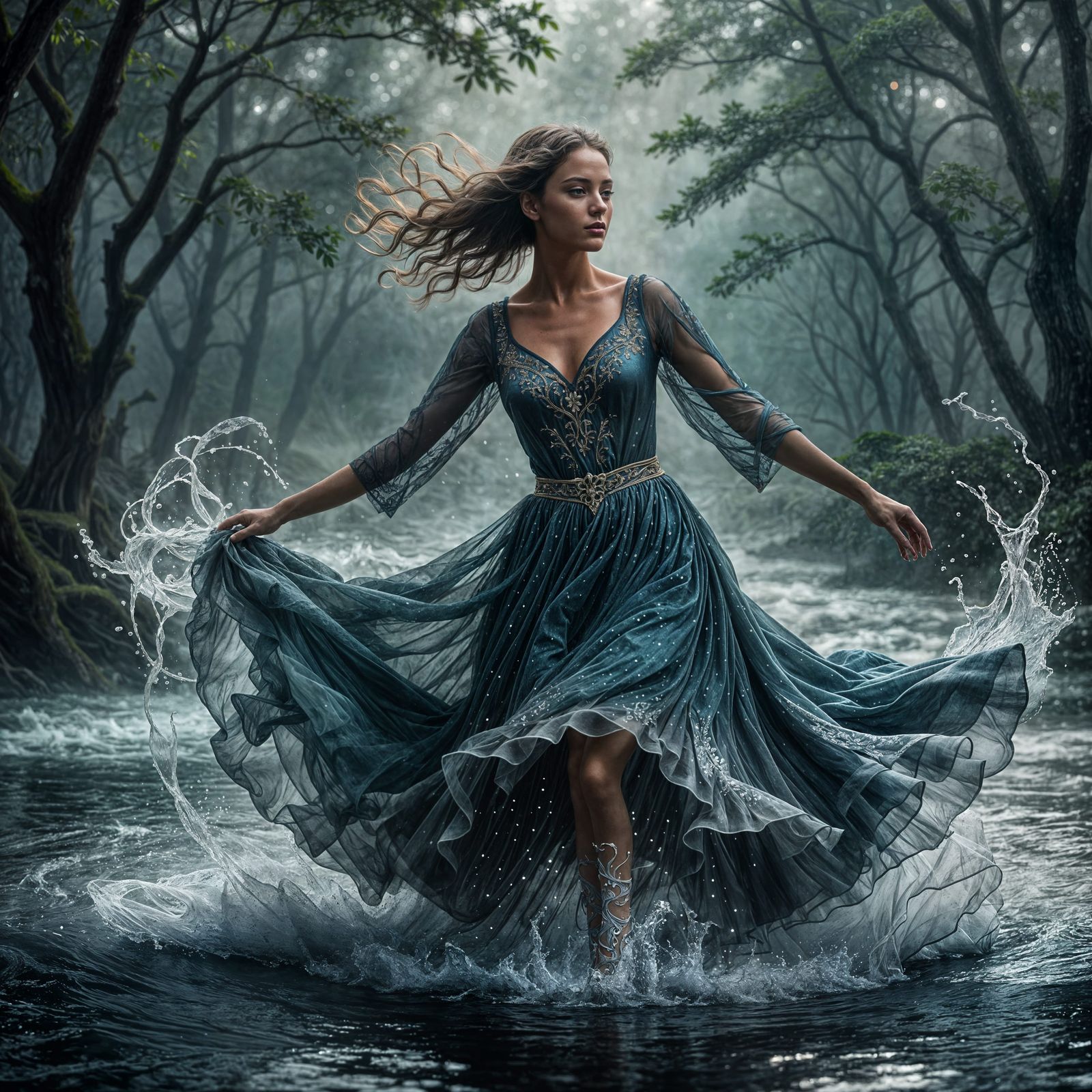 Ethereal Water Dancer Captured in Splendid Hyperrealistic Ar...