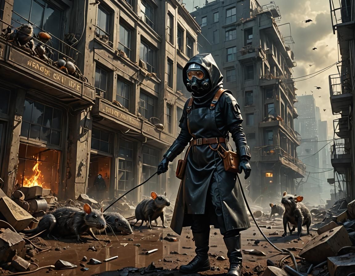 Woman Sprays Pesticide on Alien Planet in Digital Painting