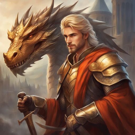 Dragon Knight Portrait in Watercolor Style