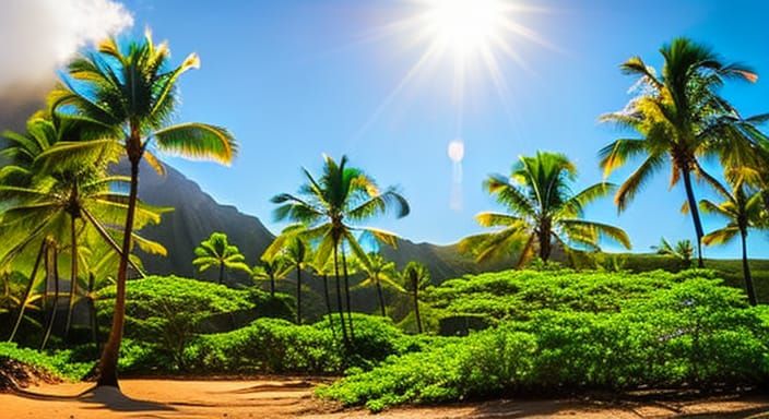 Ultrarealistic Hawaiian Beach Scene in Soft Focus