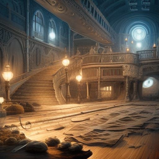 Sunken Titanic City: Hyperdetailed Underwater Art