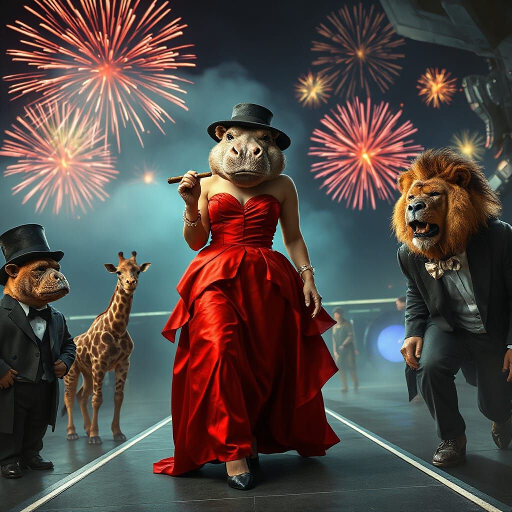 Sultry Hippopotamus Goddess Struts Red Carpet in Futuristic ...