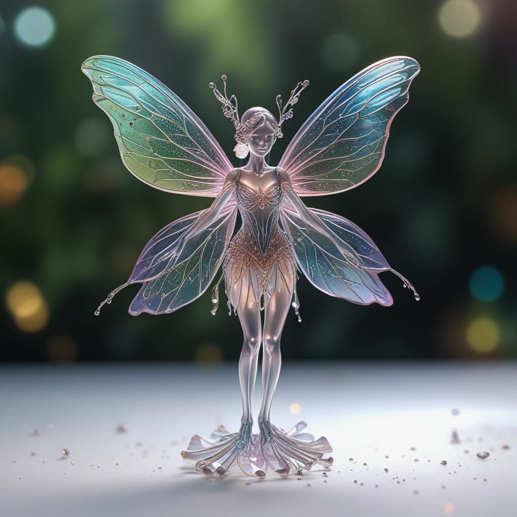 Glass Fairy in Iridescent Light: Vivid Digital Art