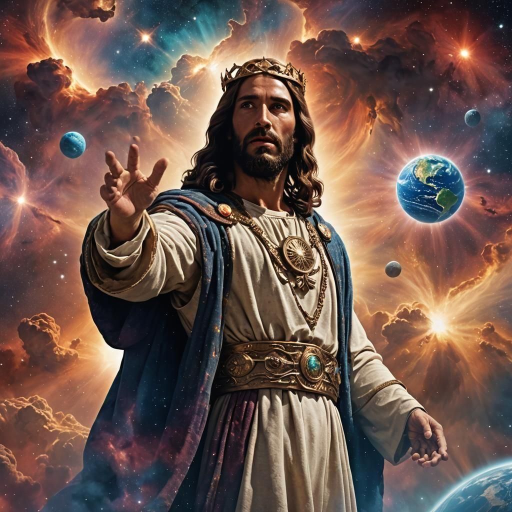 King Jesus: World in Hand, Nebula Background