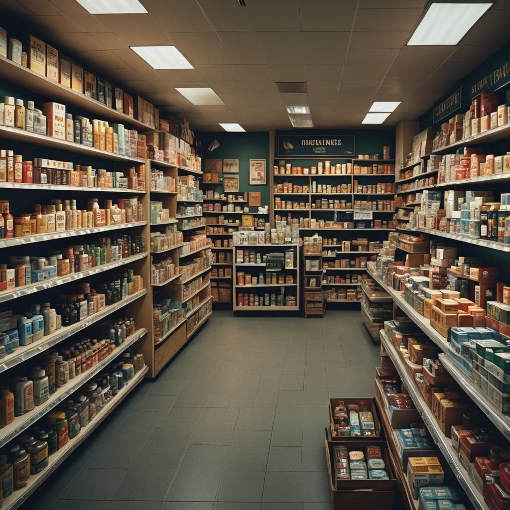 Color-Coordinated Shop Interior in Hyperrealistic Photograph...