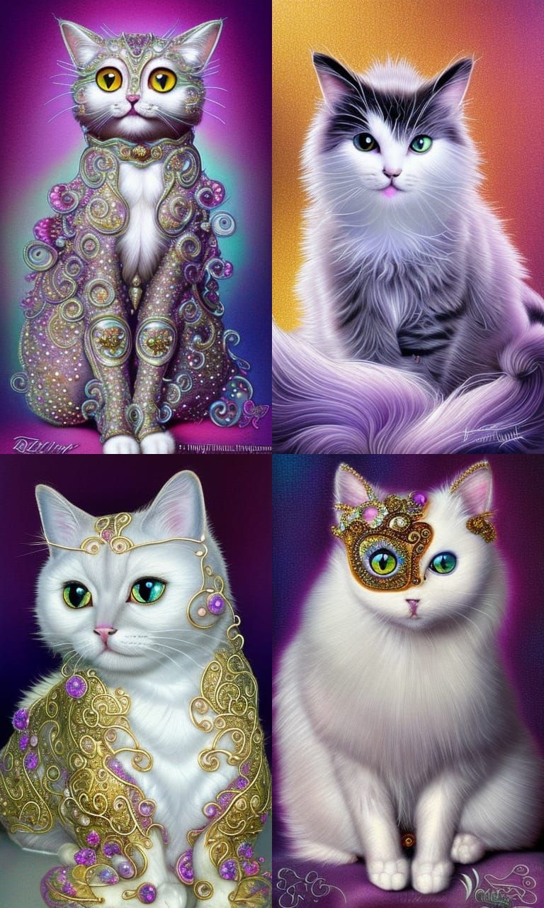 Magical Filigree Cat with Iridescent Hues