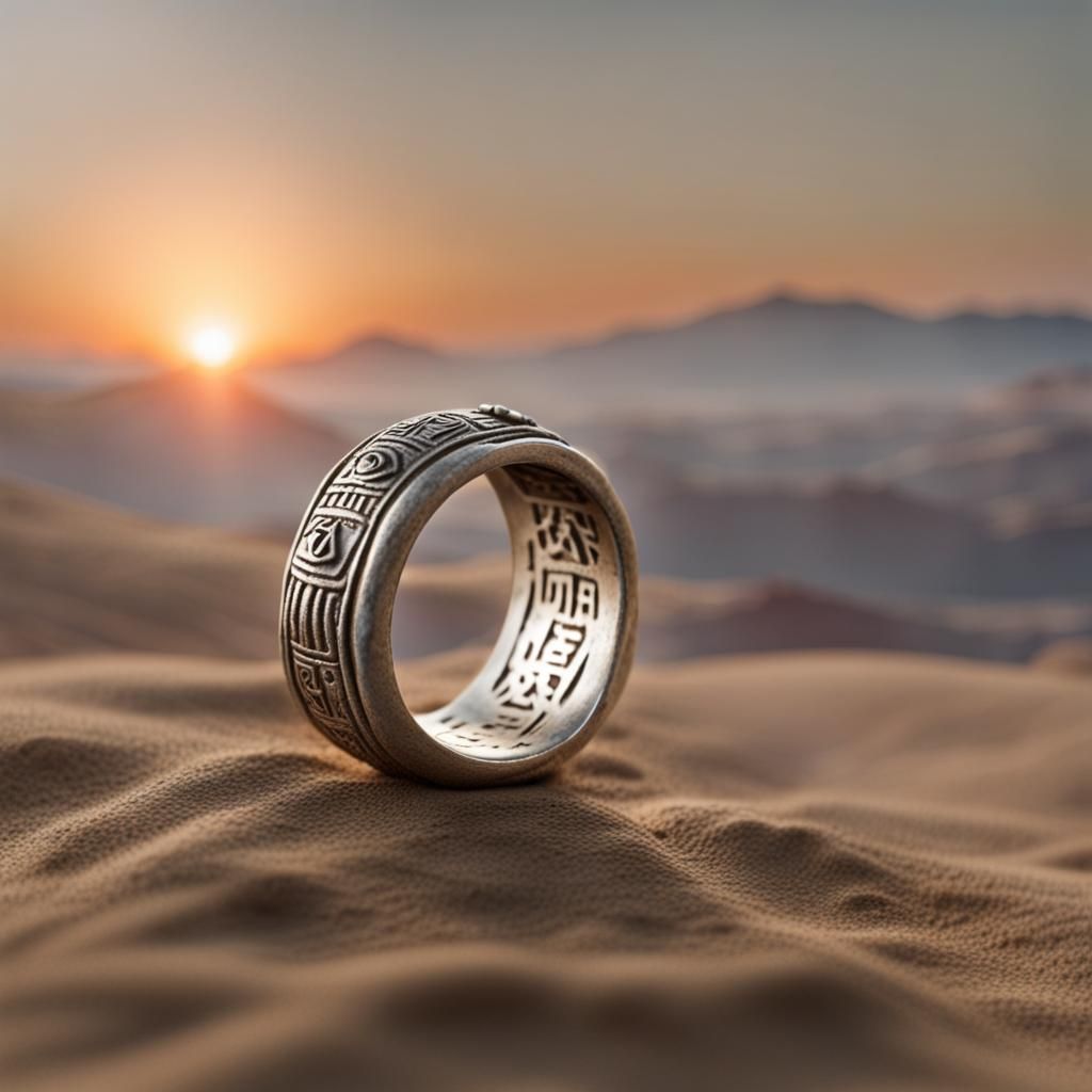 Ancient Silver Ring with Alien Glyphs