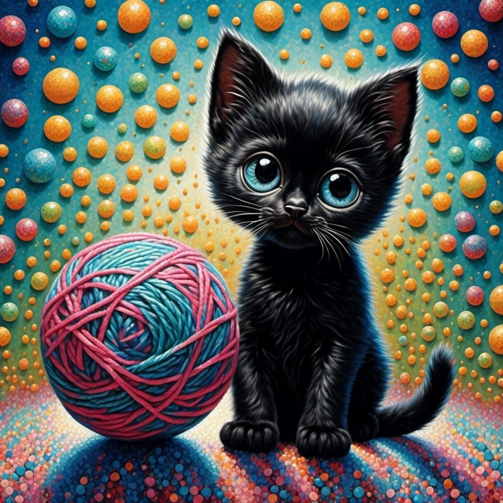 black kitten with big eyes