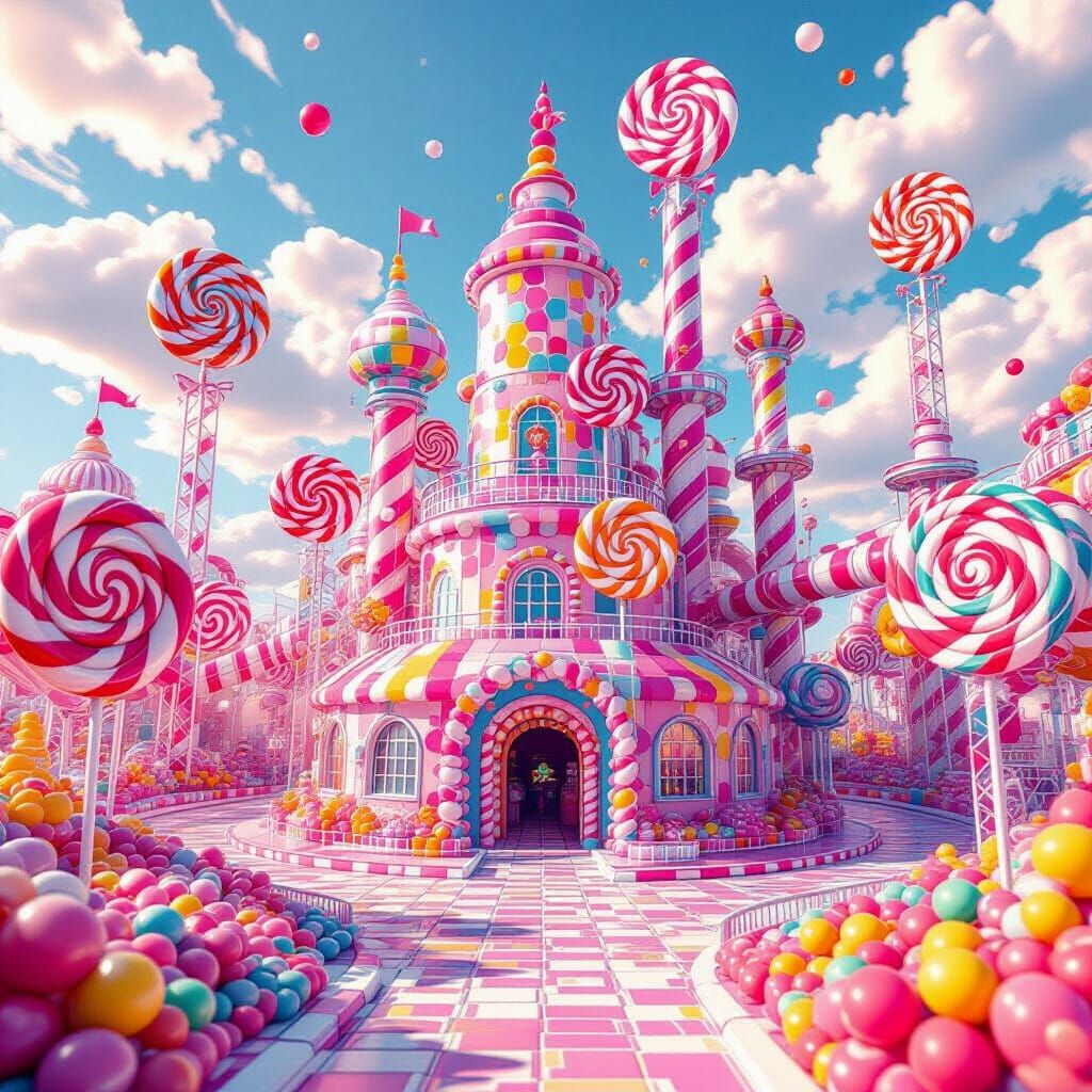 Vibrant Candy Factory Made From Sweets